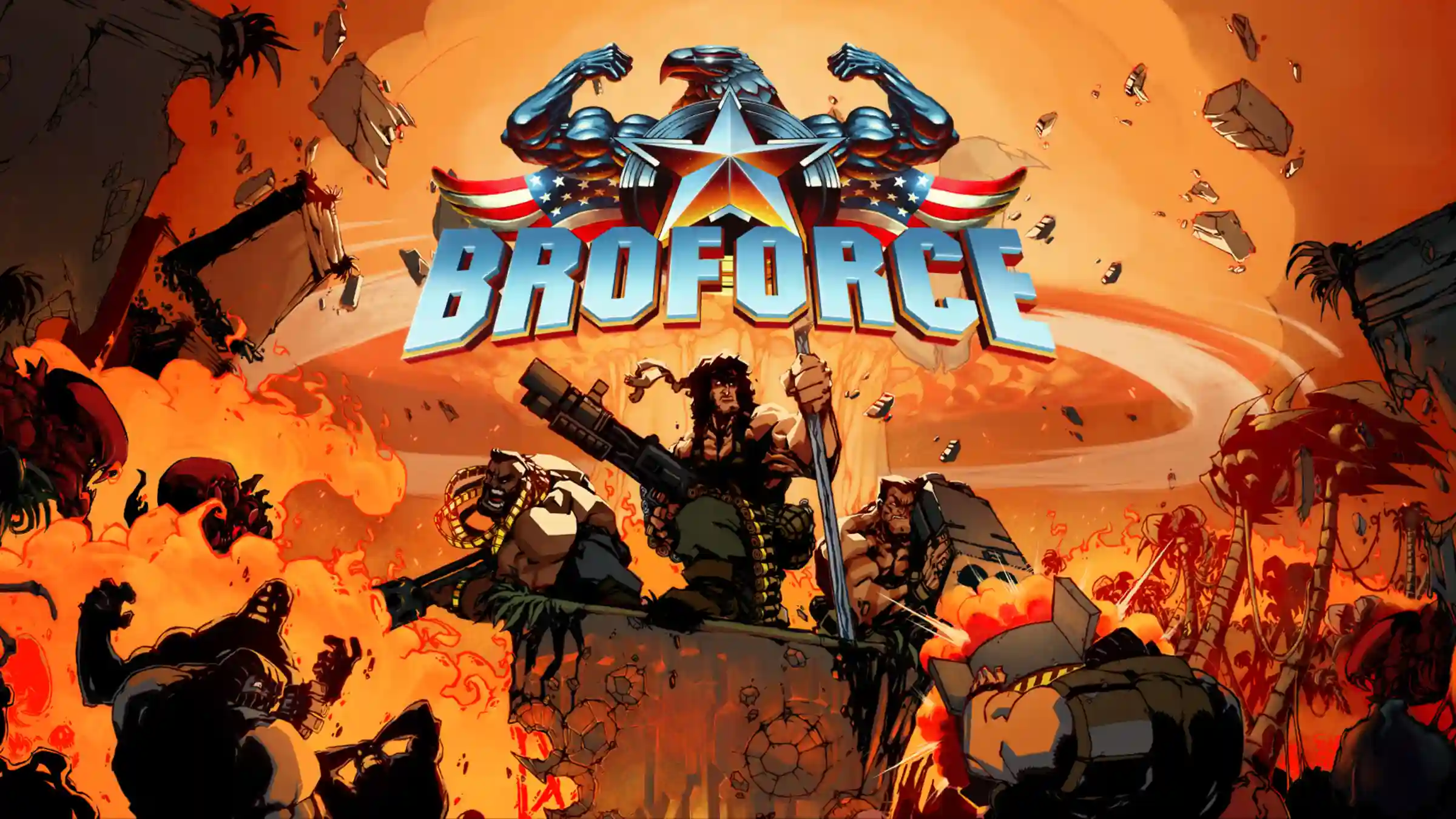 بهترین بازی های دو نفره کامپیوتر: ۵۰ عنوان برتر برای تجربهای فراموشنشدنی! 41 Broforce compressed